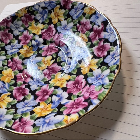 Vintage Radfords Bone China Multi Color Floral gold trim Print Saucer Dish - Picture 2 of 10